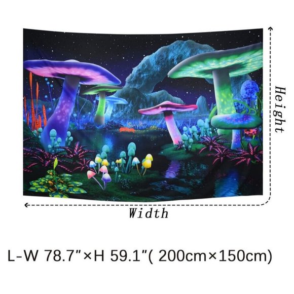 Psychedelic Mushroom Tapestry Night Sky Wall Tapestry for Room(H59.1×W78.7) - Picture 3 of 3